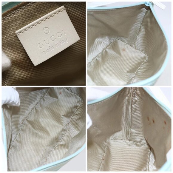 GUCCI GG Canvas Accessory Pouch Light Blue White Auth ki6051 - Picture 15 of 16